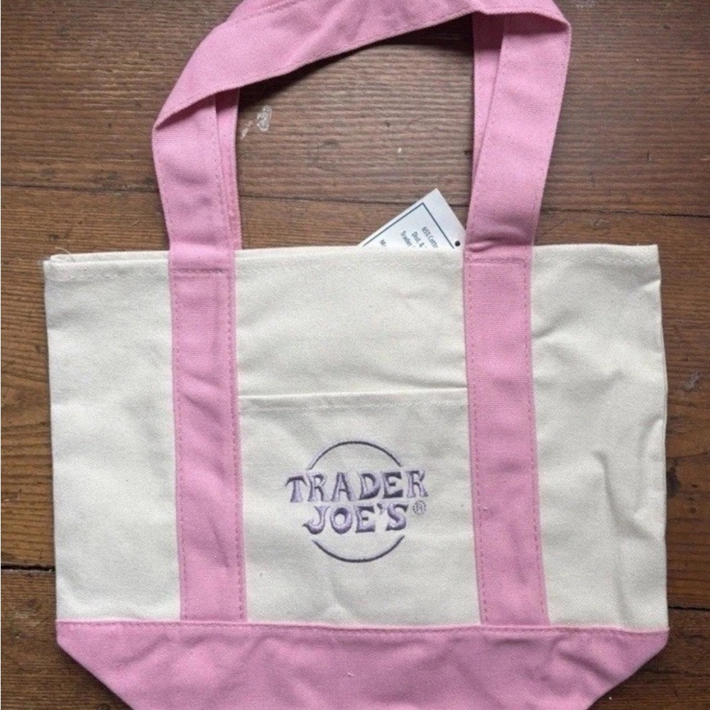 Chic Pink and Cream Mini Bag with Canvas Design